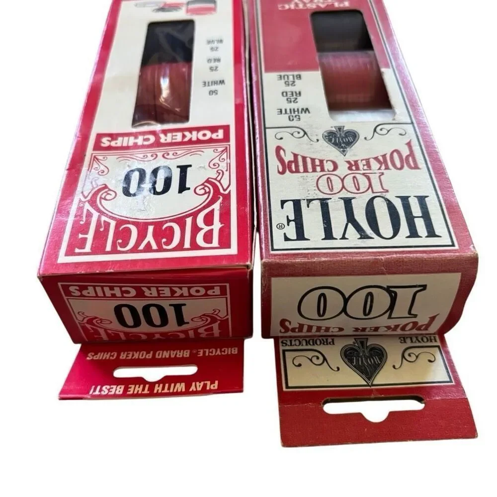 2 Vintage Boxes Of Poler Chips Bicycle Hoyle *New*
